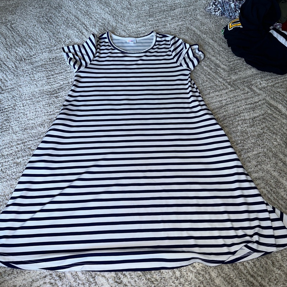 Navy blue Stripe LuLaRoe scuba dress size medium